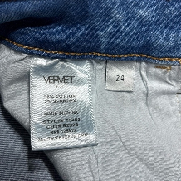 Vervet Jeans Womens 24 Flare High Rise Light Wash Distressed Faded Raw Hem Fray - Picture 3 of 4